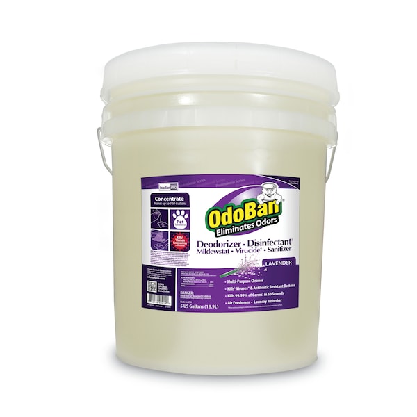 Concentrated Odor Eliminator/Disinfectant, Lavender Scent, 5 gal Pail